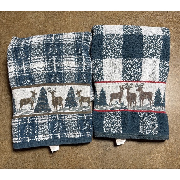 Santeen Other - Vintage Christmas Green Plaid Deer Towels